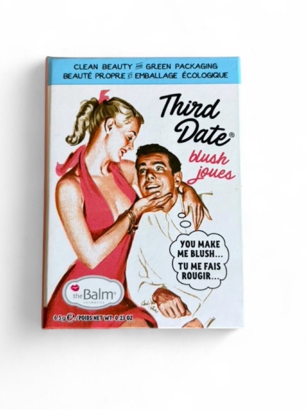 theBalm Third Date Blush Compact - Pink & Aqua Retro Art